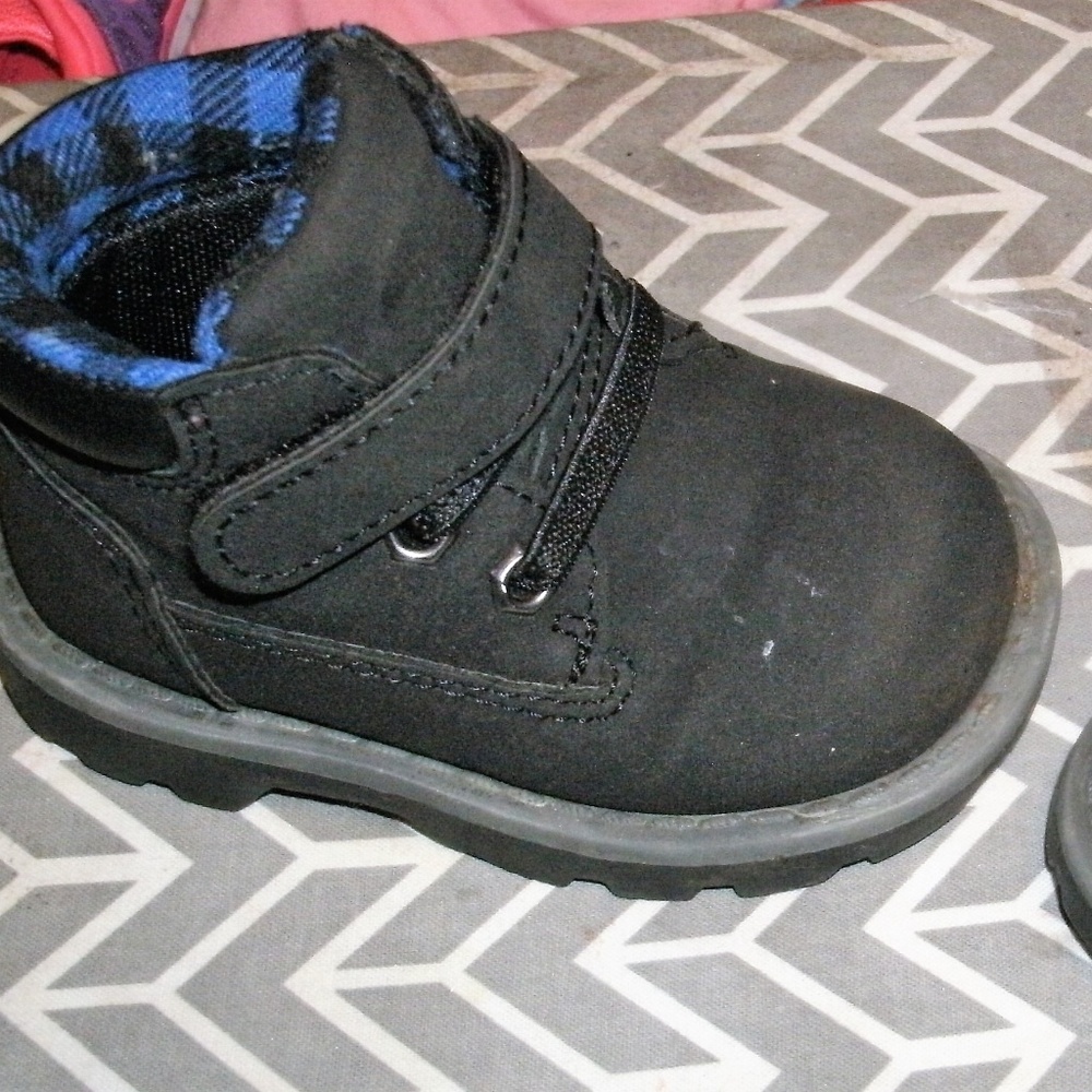 🎀#203 Black&Blue Plaid Mini- Combat Boots